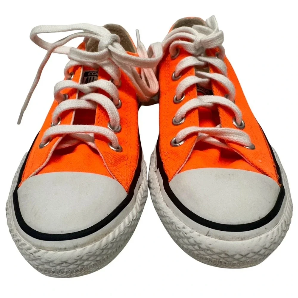 Rare! CONVERSE‎ ALL STAR~Bright NEON Orange & White / Size: 12 Youth